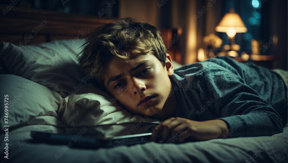 boy is addicted to a phone Sleepy exhausted boy is addicted to a phone Sleepy exhausted