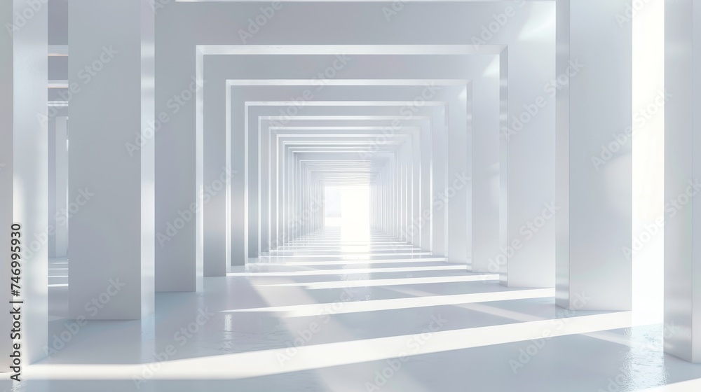 Obraz premium Illuminated corridor interior design. 3D rendering