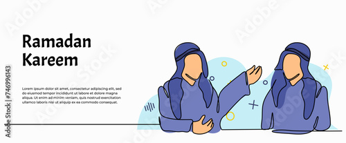 Vector illustration of a man in turban educates children. Modern flat in continuous line style.
