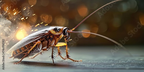 Cockroach insecticide spraying for pest control, Generative AI photo
