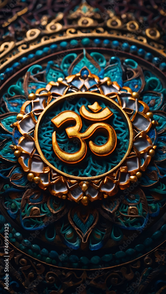 Om logo mobile wallpaper. This high-quality design features the sacred Om symbol rendered in a vibrant and lively color palette, representing the essence of Hindu spirituality and universal harmony