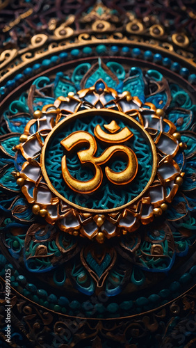 Om logo mobile wallpaper. This high-quality design features the sacred Om symbol rendered in a vibrant and lively color palette, representing the essence of Hindu spirituality and universal harmony