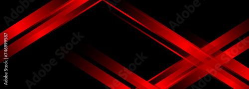 3D modern black, red, and blue futuristic abstract geometric background. Vector illustration wide black banner with red and blue diagonal lines. vector illustration