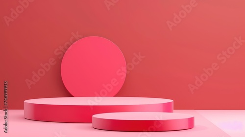 3d style podium shaped red luxury background. Illustration for promoting sales and marketing