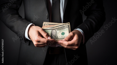 Businessman Holding Cash in Hands
