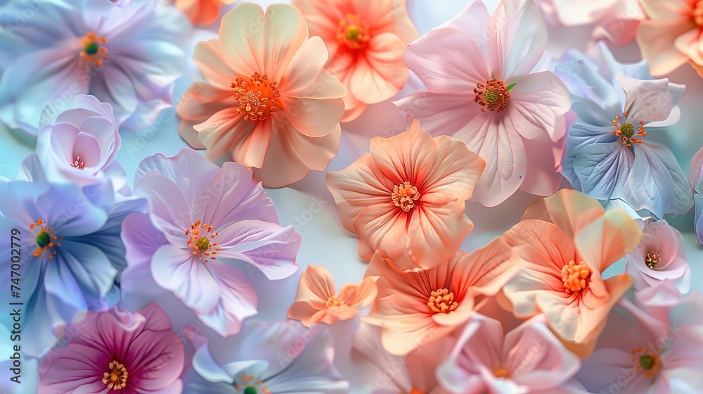 bunch of pastel flowers, generative ai