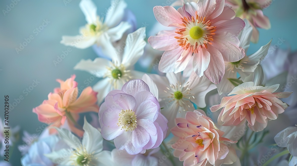 bunch of pastel flowers, generative ai