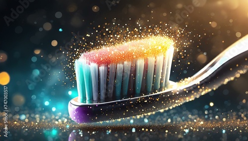 Wallpaper  lights in the night toothbrush close up with shining particles photo