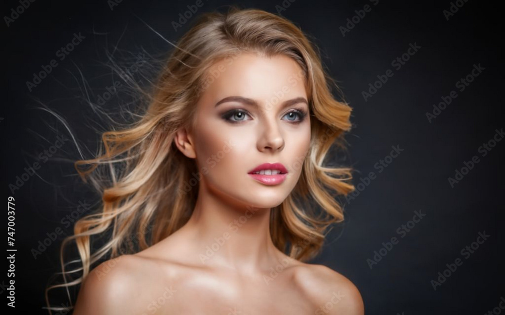 Luxurious Aura: Studio Portrait of Elegant Golden-Haired Woman Luxurious Aura: Studio Portrait of Elegant Golden-Haired Woman