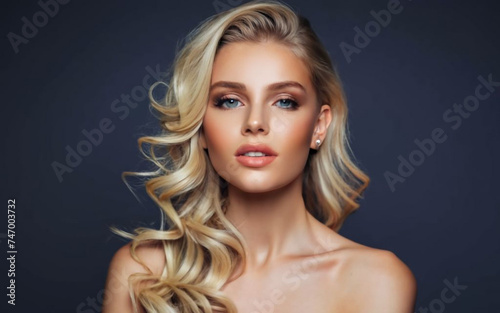 Gilded Glamour: Golden-Haired Woman with Elegant Make-up