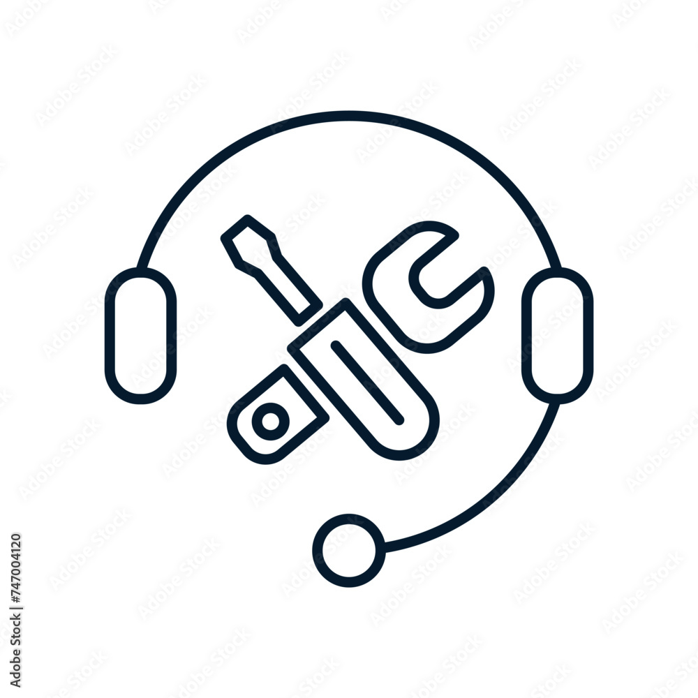 Technical support service concept. Vector linear icon isolated on white background. Technical support service concept. Vector linear icon isolated on white background.