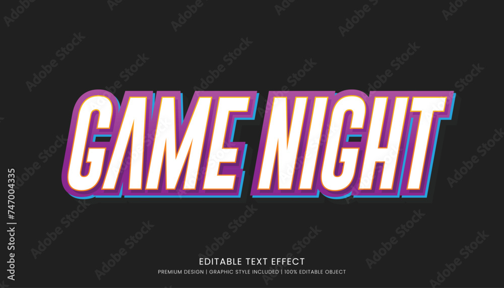 game night editable text effect template vector design with abstract style