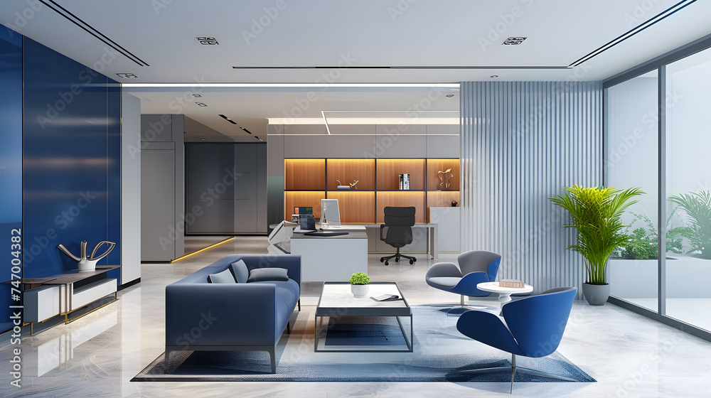 A modern minimalist office space interior