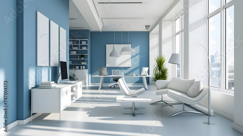 A modern minimalist office space interior