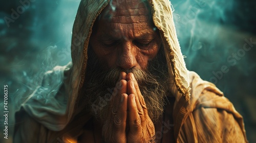 Old man praying God.