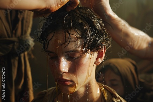Samuel anointed David with the oil. Bible story.