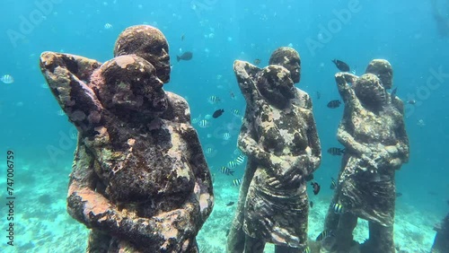 Gili Meno underwater Statues in Indonesia. photo