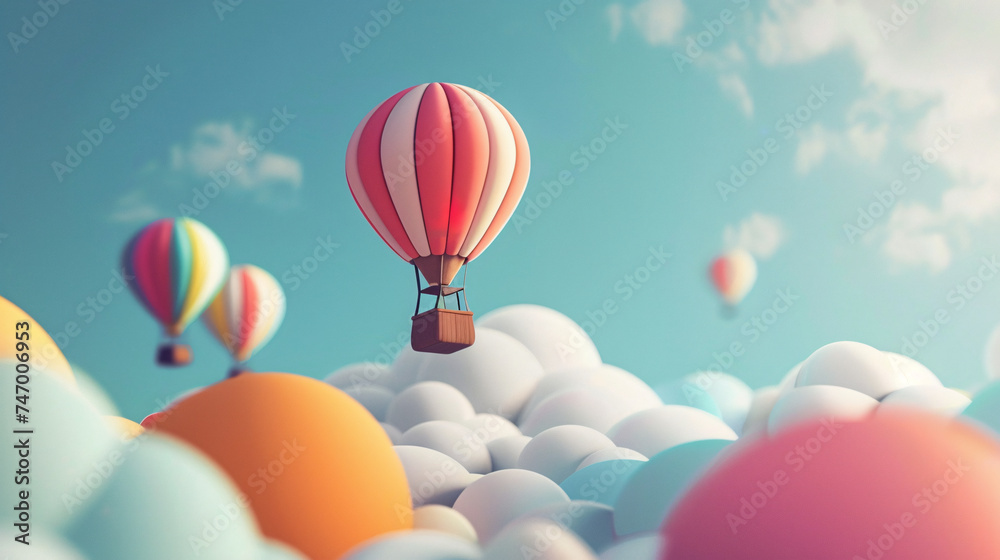 illustrasi 3d hot air balloon on solid background.