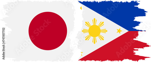 Philippines and Japan grunge flags connection vector
