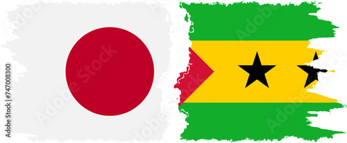 Sao Tome and Principe and Japan grunge flags connection vector