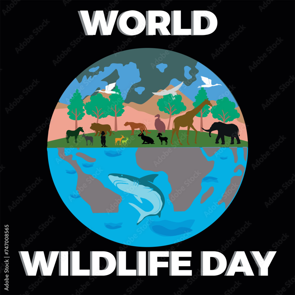 World Wildlife Day Vector Image sign symbols.