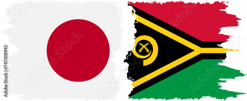 Vanuatu and Japan grunge flags connection vector