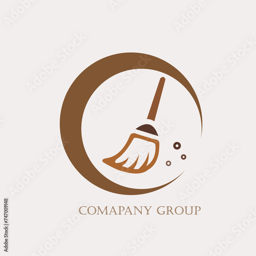 Cleaning service icon with dust brush and bubbles vector illustration