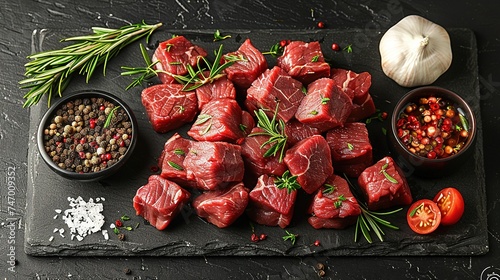 Lamb stew meat cut. photo