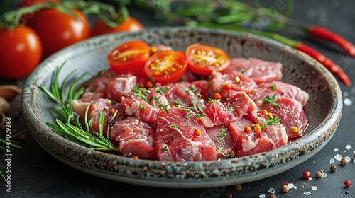Lamb stew meat cut. photo