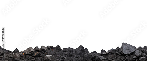 Pile of black coal pieces, cut out photo