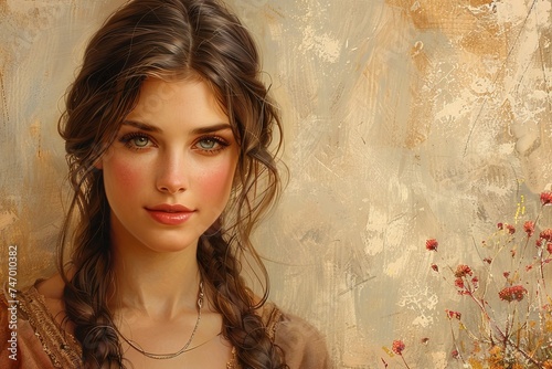 Illustration of young beautiful biblical woman. photo
