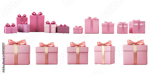 Collection of pink gift box isolated on a white background as transparent PNG © gunzexx png and bg
