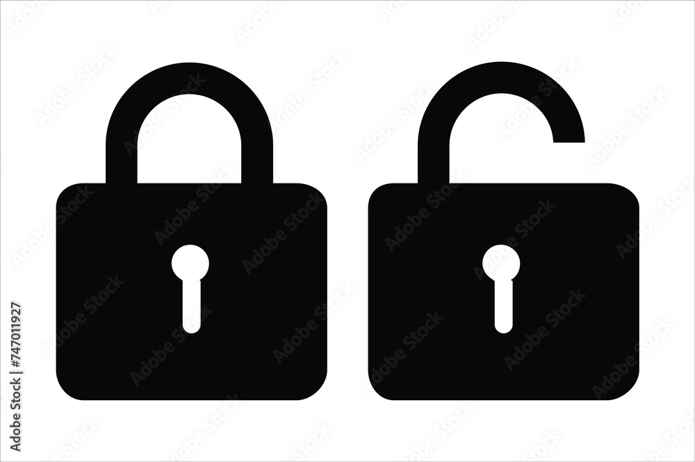lock and unlock icon flat vector signs security concept lock and unlock icon flat vector signs security concept