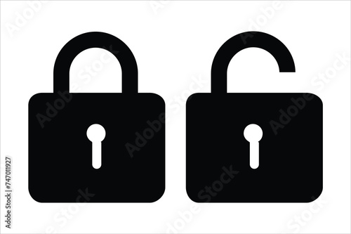 lock and unlock icon flat vector signs security concept