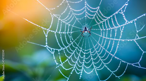 Raindrops cling to a spider's delicate web, transforming it into a glistening masterpiece, emphasizing the intricate connection between nature's elements and its inhabitants © Дмитрий Симаков