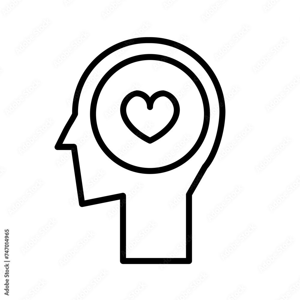 heart thoughts line icon