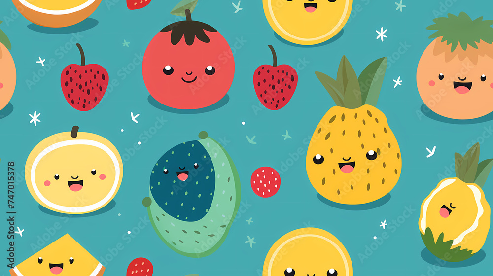 seamless cute fruits pattern seamless cute fruits pattern