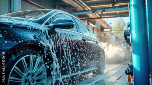 Luxury Car Going Through Automatic Car Wash