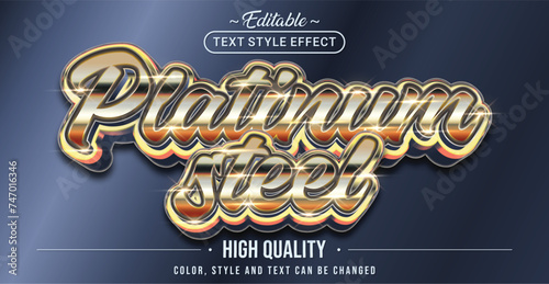 Editable text style effect - Platinum Steel text style theme.