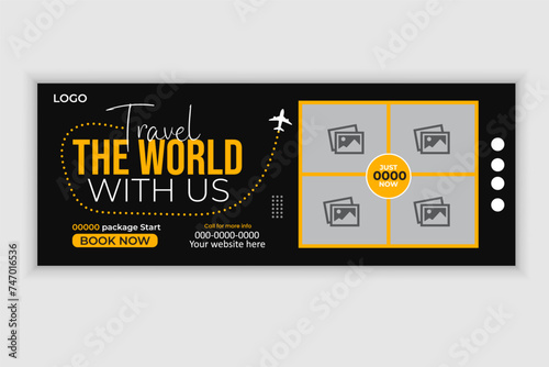 Travel  facebook cover tourism or summer holiday tour advertising social media  banner
design template