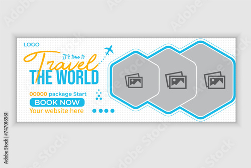 Travel  facebook cover tourism or summer holiday tour advertising social media  banner
design template