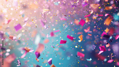 Colorful confetti flying in the air