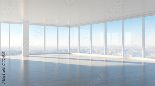 Empty Modern Apartment with Large Windows