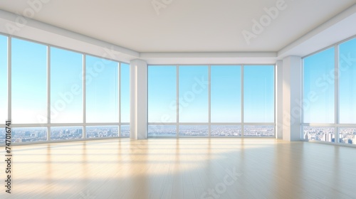 Empty Modern Apartment with Large Windows