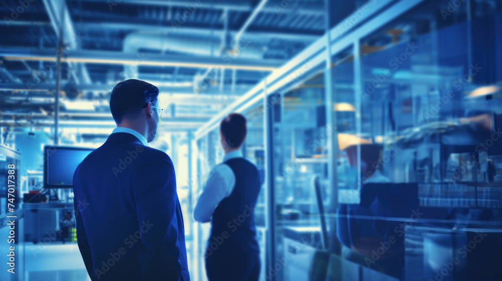 Business Professionals Overlooking Data Center