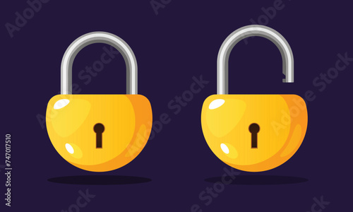 Open and closed locks. Concept of protection,secure.
