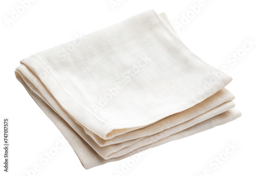 Neatly folded beige linen fabric, cut out