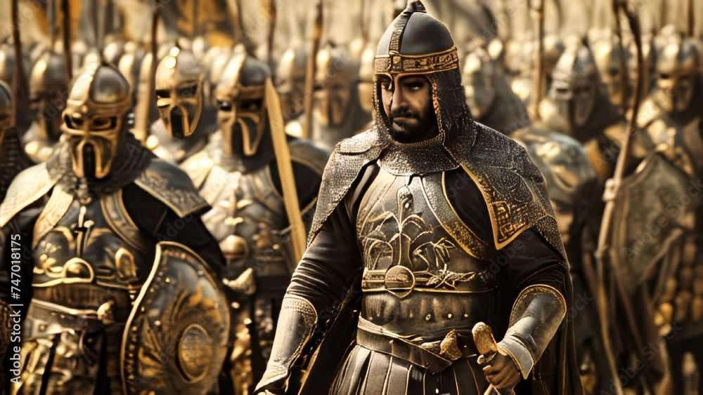 Saladin ibn Ayyub (Salah ad-Din Yusuf ibn Ayyub) with his elite army Saladin ibn Ayyub (Salah ad-Din Yusuf ibn Ayyub) with his elite army