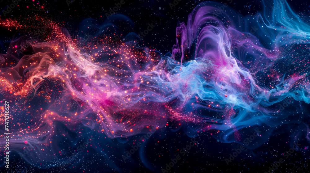 abstract of a cosmic flow in vibrant pink hues with twinkling stars, simulating a galactic nebula. abstract of a cosmic flow in vibrant pink hues with twinkling stars, simulating a galactic nebula.