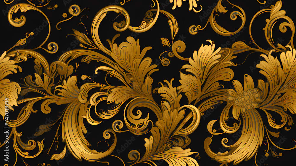 golden flower seamless pattern